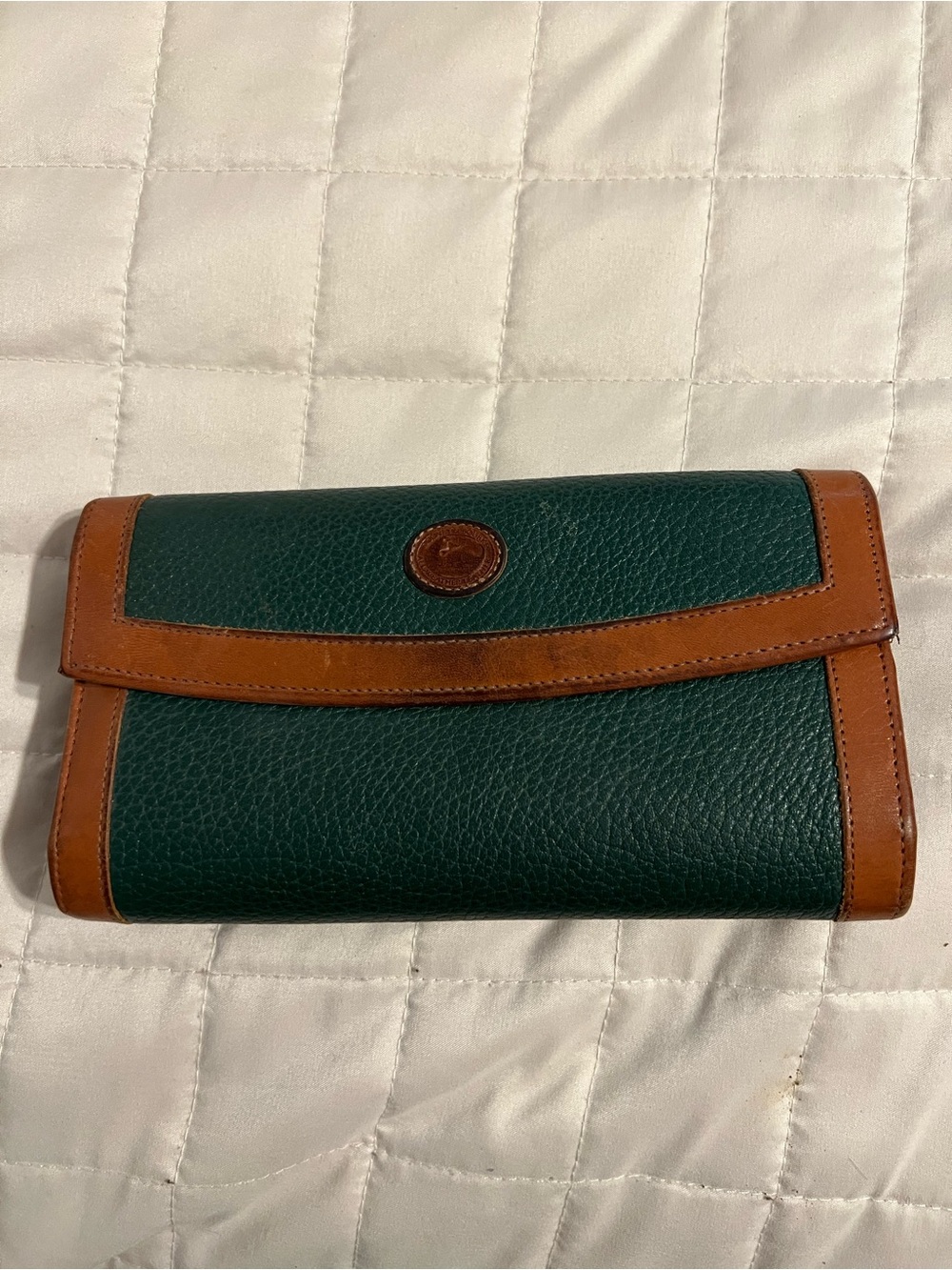 Dooney & Bourke Forest Green Leather Crossbody with Tan Trim - Picture 7 of 9